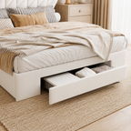 Lit coffre 160x200 rembourré avec 3 tiroirs, tête de lit rangement LED et USB — Coffrelia Noria