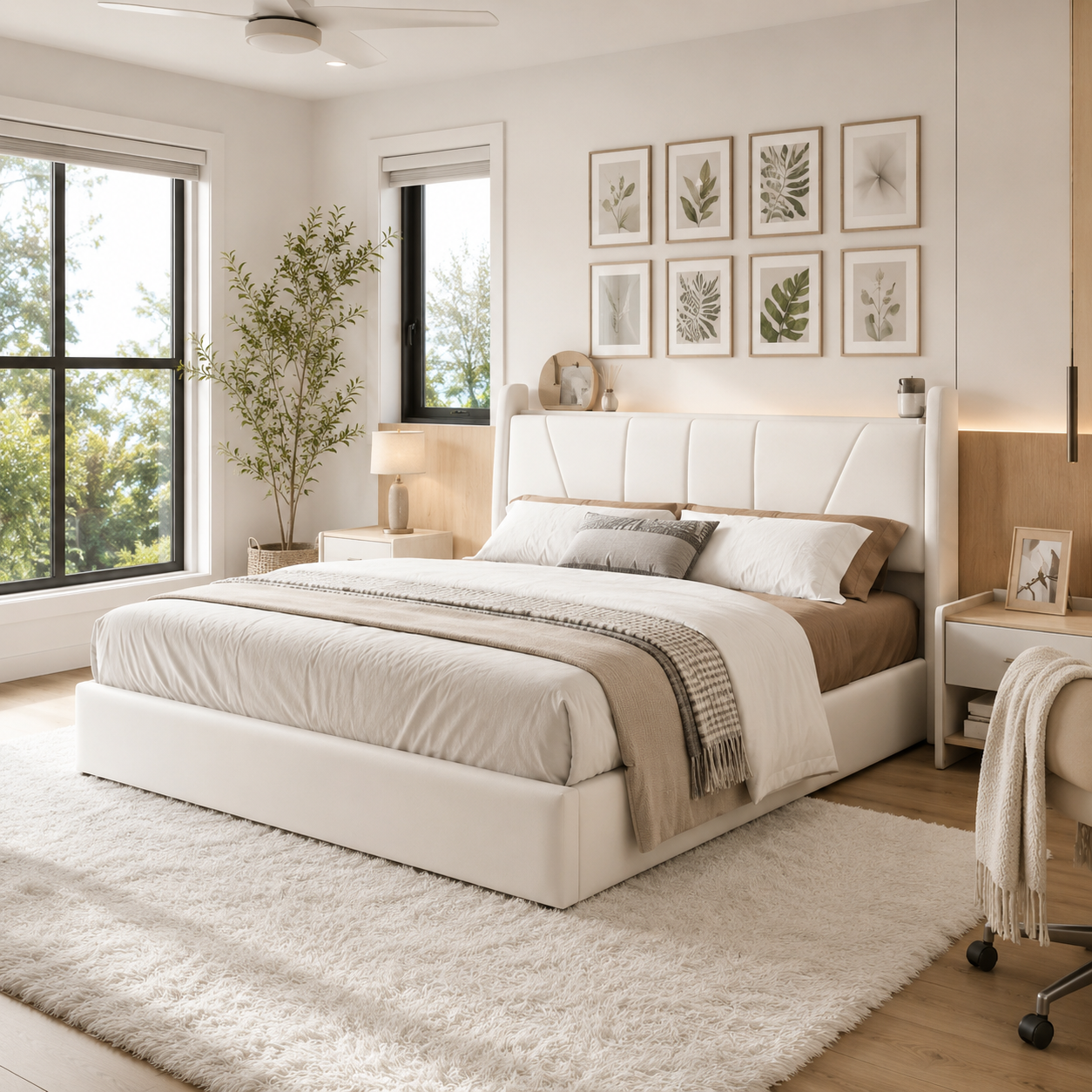 Lit coffre rembourré 140x200 160x200 180x200, ports USB — Coffrelia Novia