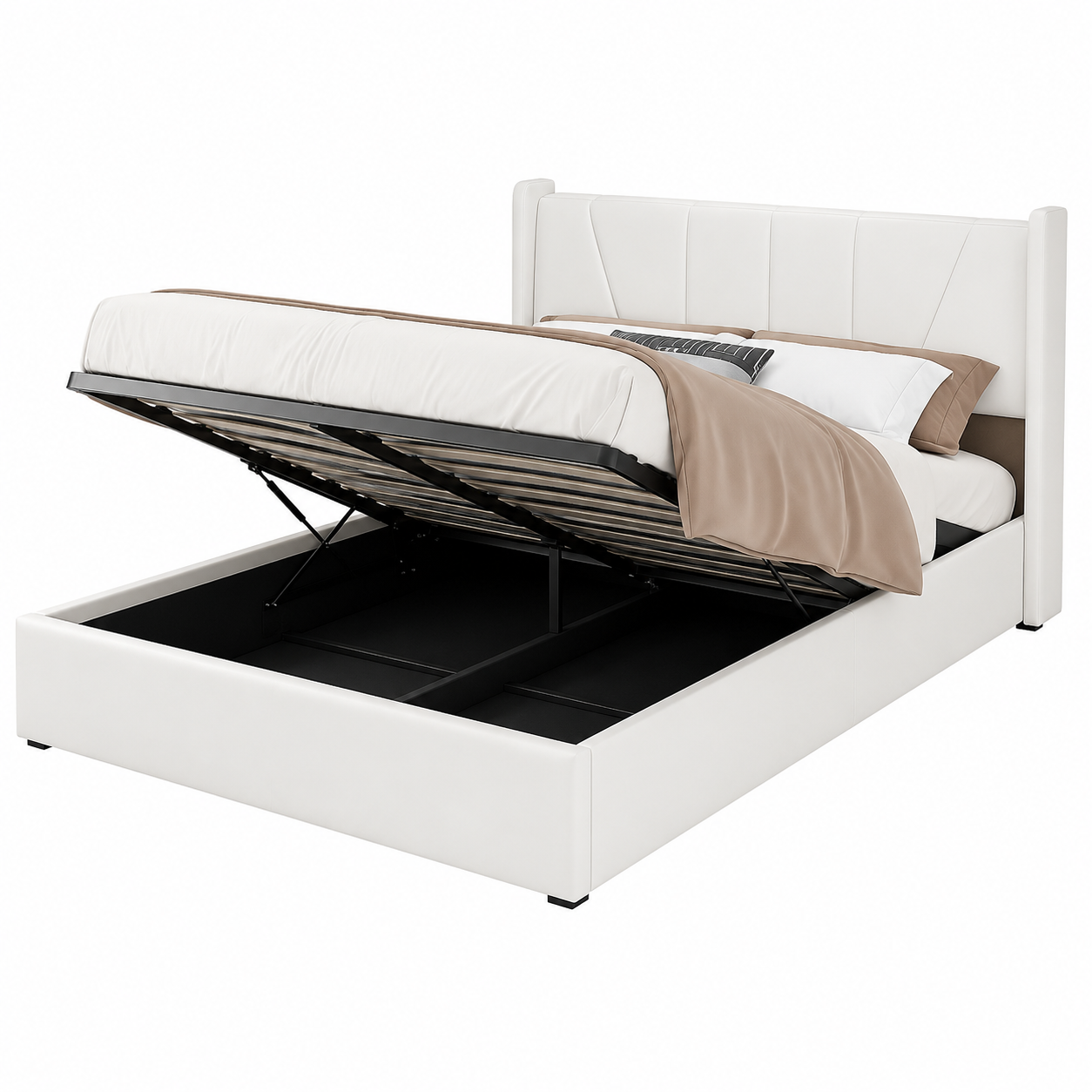 Lit coffre rembourré 140x200 160x200 180x200, ports USB — Coffrelia Novia